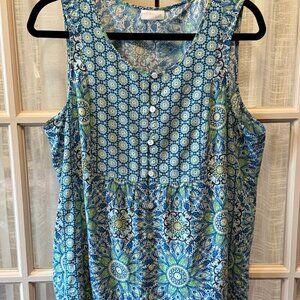 J. Jill Mandala Floral Patterned Tank with Buttons